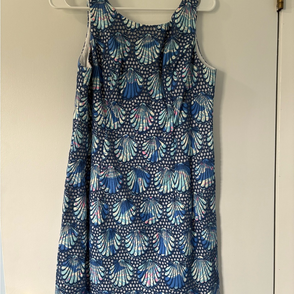Lilly Pulitzer Aralyn Shift Dress - Bay Blue Printed Shell Eyelet